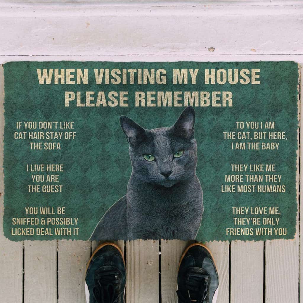 Dog Doormat 3D Please Remember Russian Blue Cat House Rules Custom Doormat