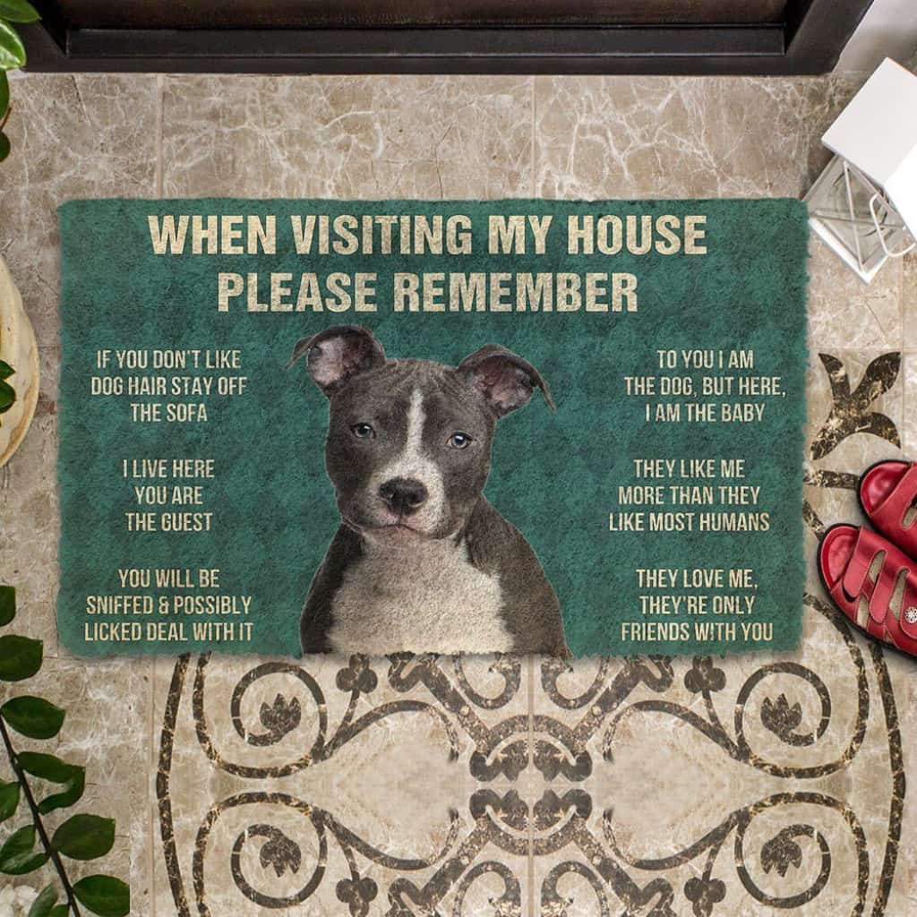 Dog Doormat 3D Please Remember Staffordshire Bull Terrier House Rules Custom Doormat