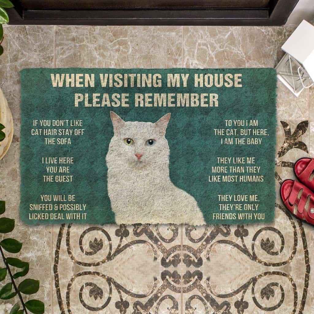 Dog Doormat 3D Please Remember Turkish Angora Cats House Rules Custom Doormat