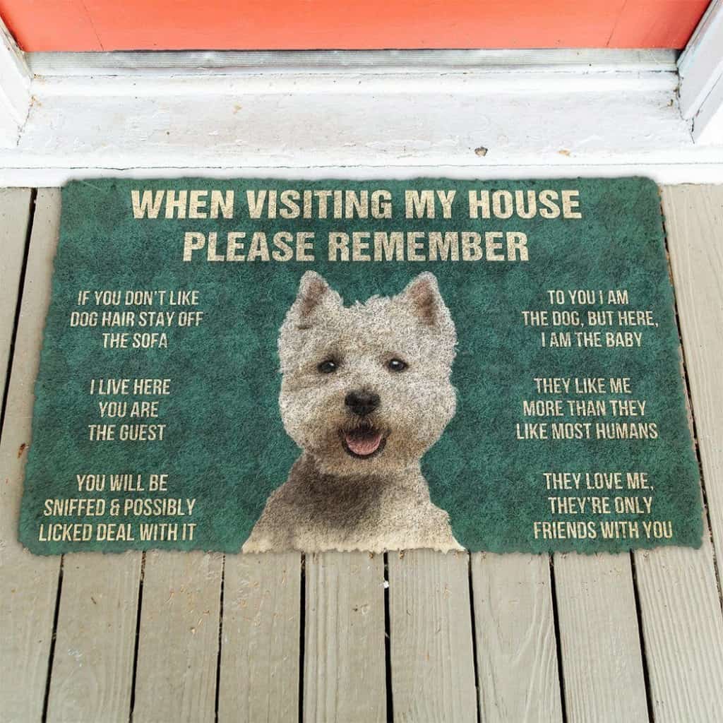 Dog Doormat 3D Please Remember White Terrier Dog's House Rules Doormat