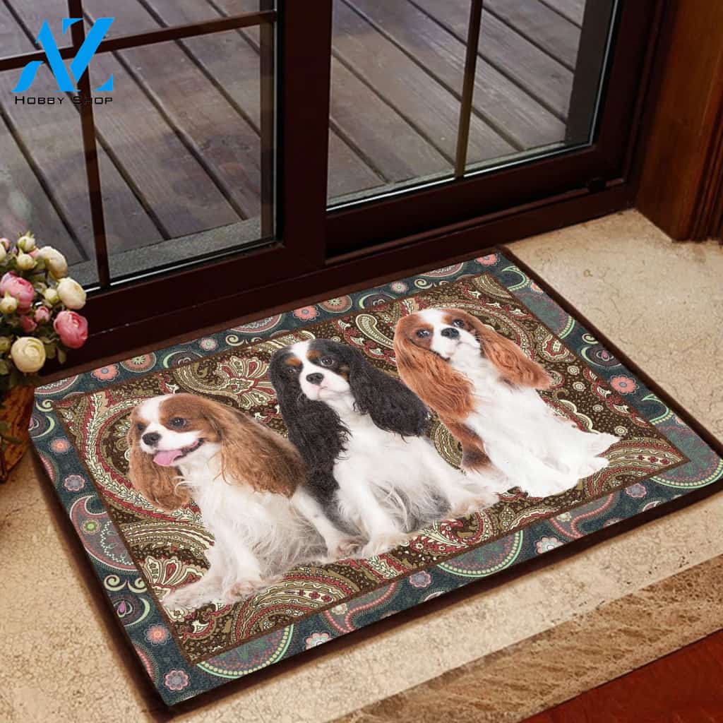 Dog Paisley Pattern Cavalier King Charles Spaniel H020303 Doormat