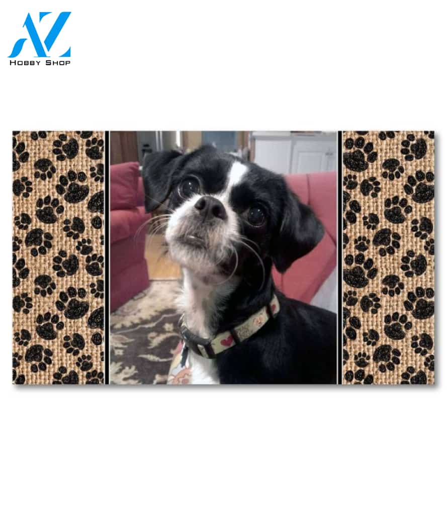 Dog Paws & Burlap Photo Doormat - 18" x 30"