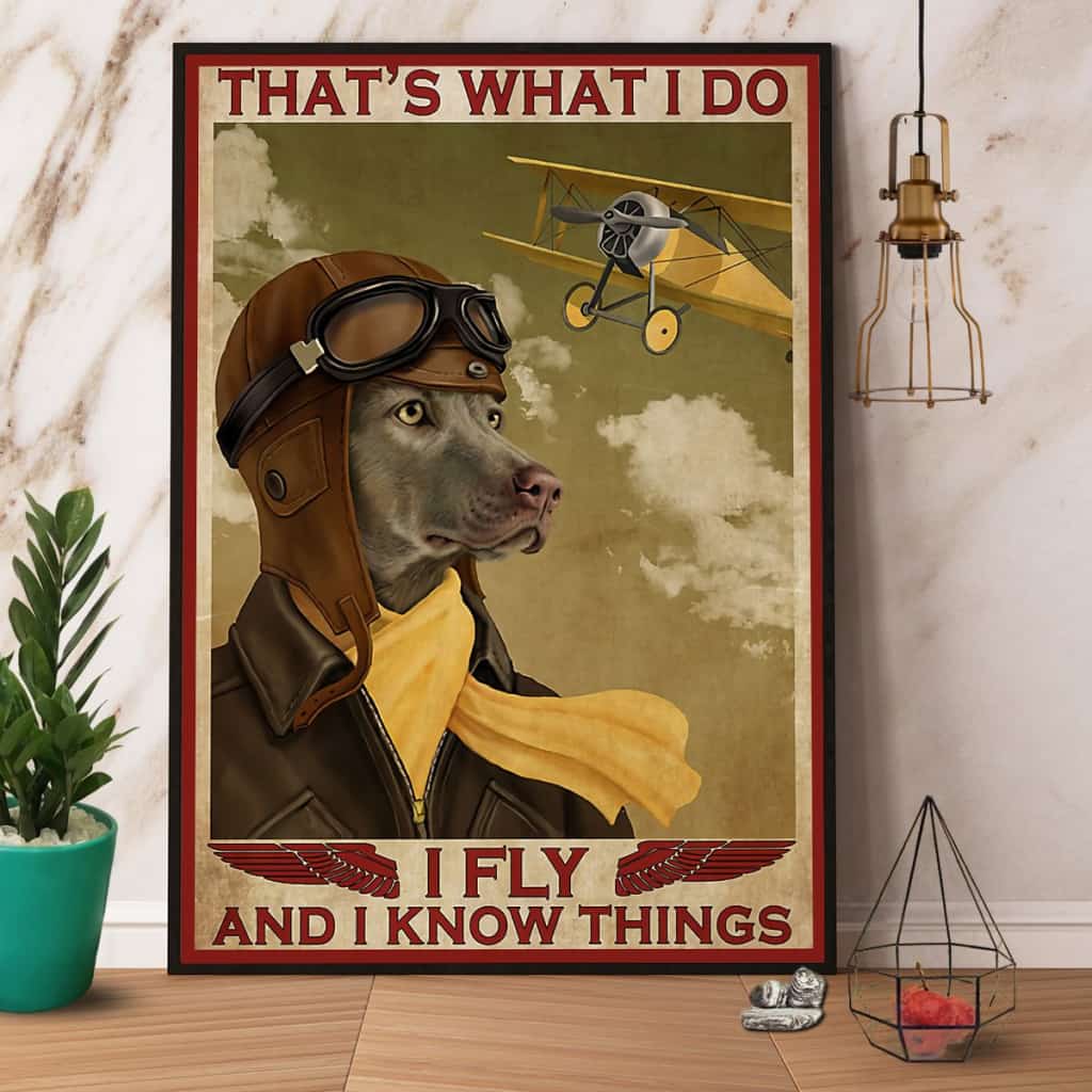 Dog Pilot I Fly And I Know Things Paper Poster No Frame Matte Canvas Wall Decor