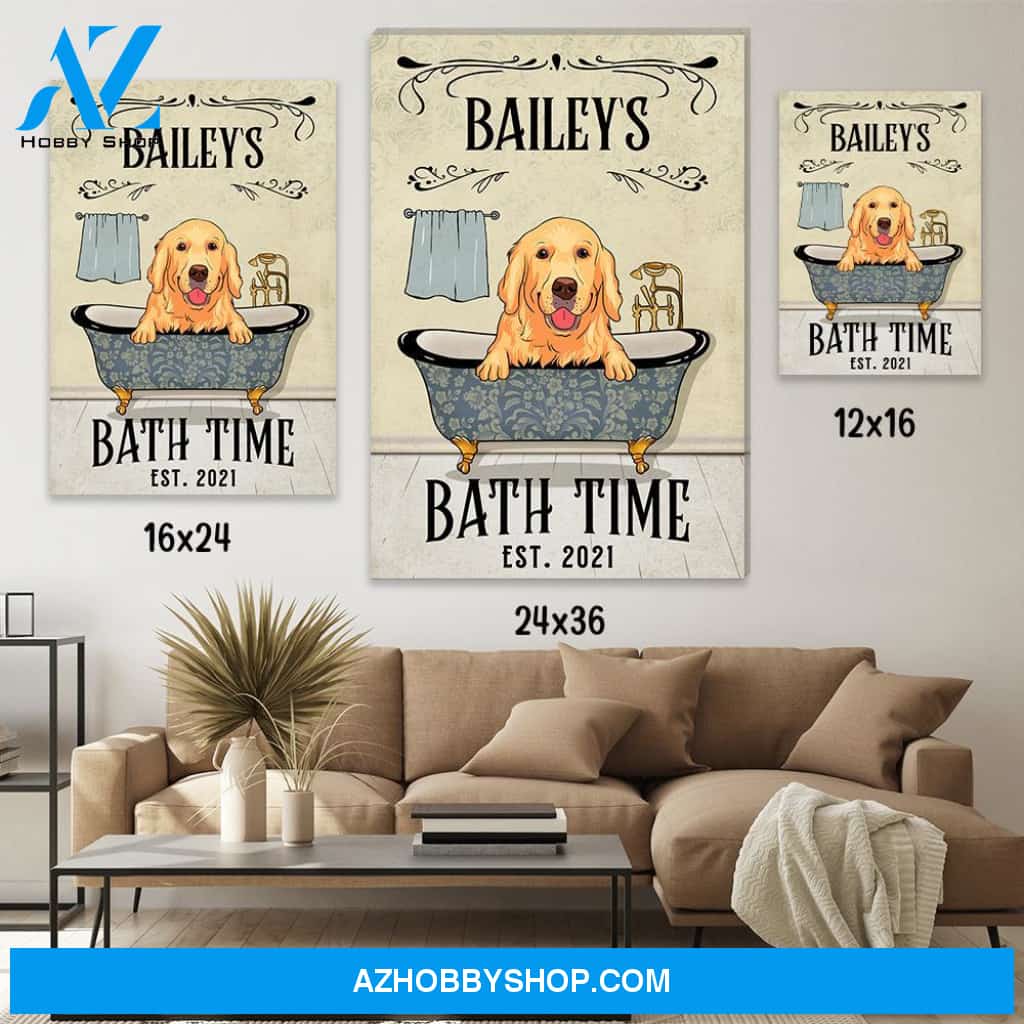 Dog's Bath Time 2 - Personalized Custom Matte Canvas