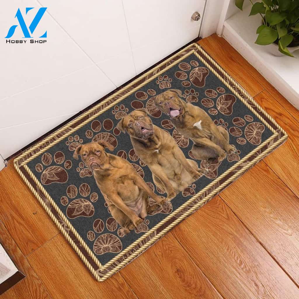 Dogue De Bordeaux Flower Paw Doormat