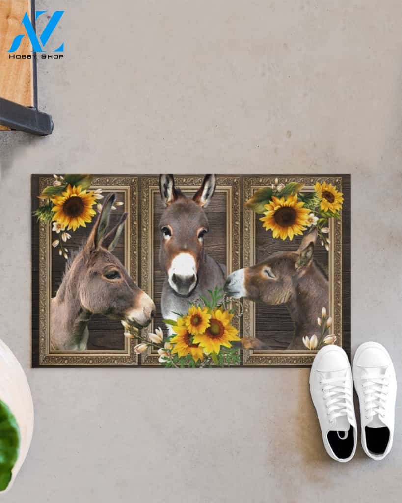 Donkey Lovely Sunflowers Indoor And Outdoor Doormat Gift For Donkey Lovers Birthday Gift Decor Warm House Gift Welcome Mat