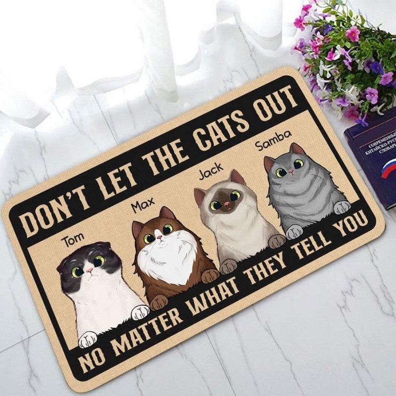 Don't Let The Cats Out Personalized Doormat For Cat Lovers