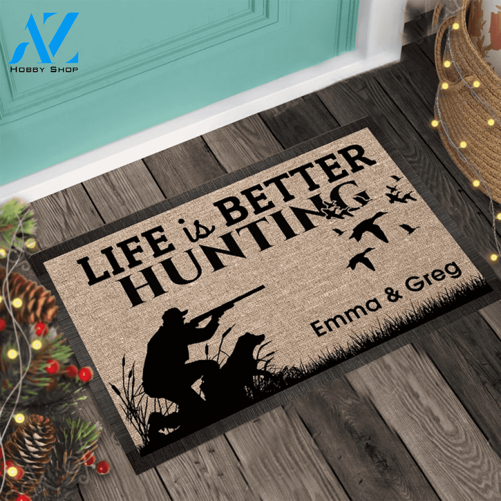 Wozoro Doormat Hunting Personalized Life Is Better Hunting Size 18x30, 24x36, 36x 60 inch
