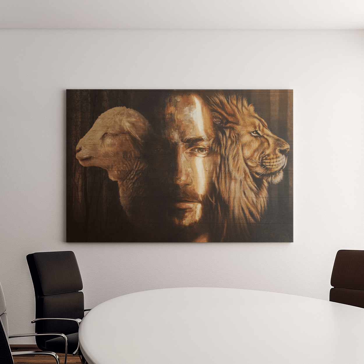 God the lamb and the lion Canvas And Poster,Canvas Prints,Wall Decor Visual Art