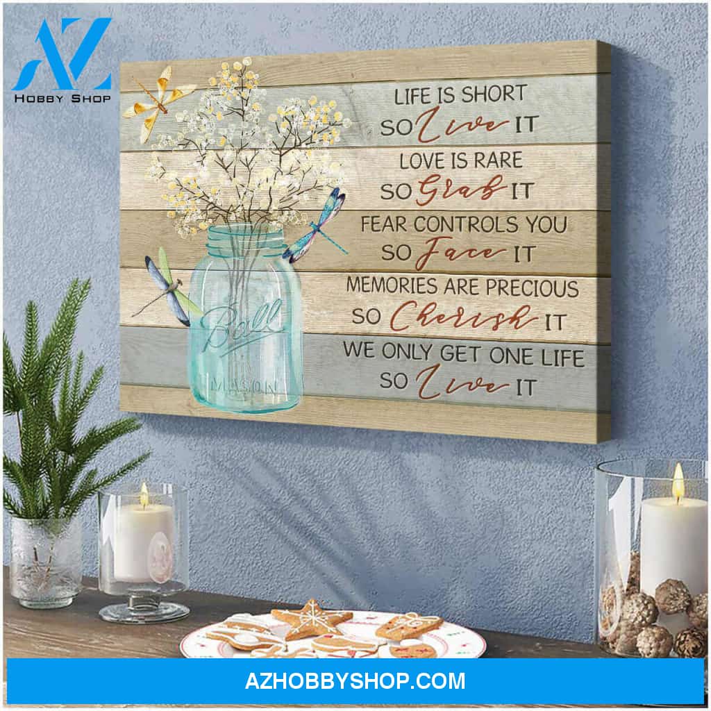 Dragonfly Canvas Live It Wall Art Decor | Moosfy Wrap Canvas Ready To Hang