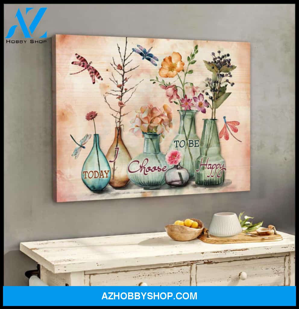 Dragonfly Canvas Today I Choose To Be Happy Wall Art Decor | Moosfy Wrap Canvas Ready To Hang