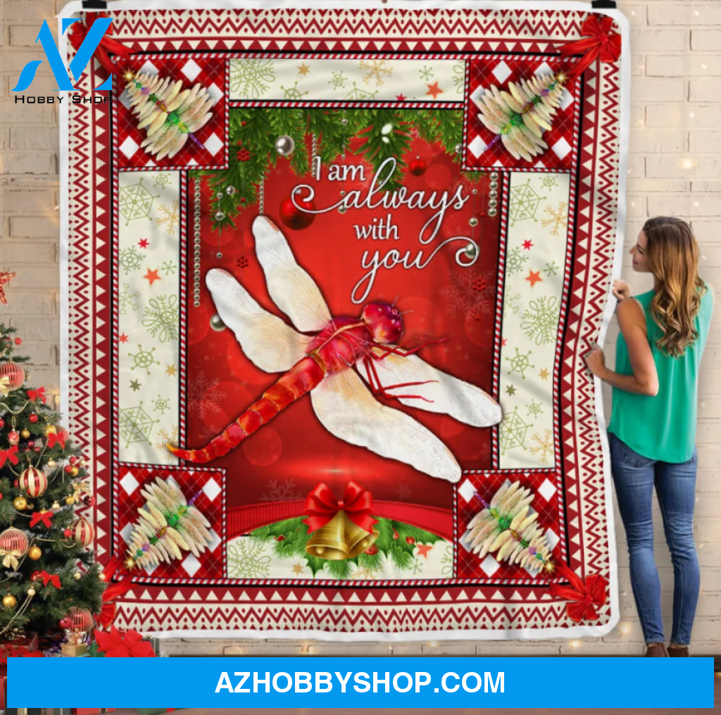 Dragonfly I Am Always With You Christmas Fleece Blanket Gift Idea For Dragonfly Lovers Gift For Christmas Home Decor Bedding Couch Sofa Soft And Comfy Cozy