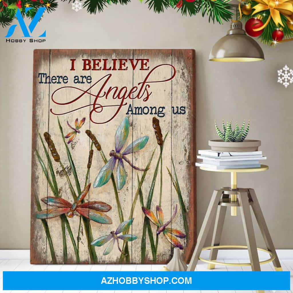 Dragonfly There Are Angels Among Us Canvas Wall Art Decor