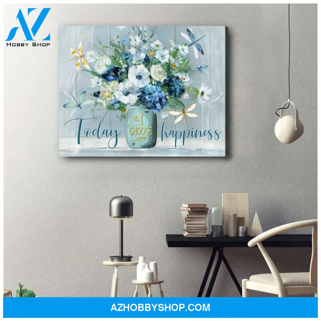 Dragonfly Today I Choose Happiness | Moosfy Wrap Canvas Ready To Hang