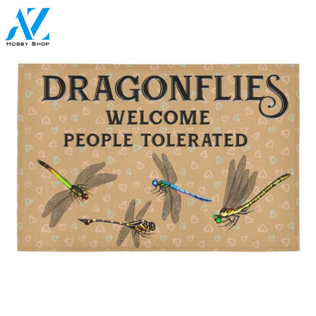 Dragonfly Welcome People Tolerated Funny Indoor And Outdoor Doormat Warm House Gift Welcome Mat Funny Birthday Gift For Dragonfly Lovers