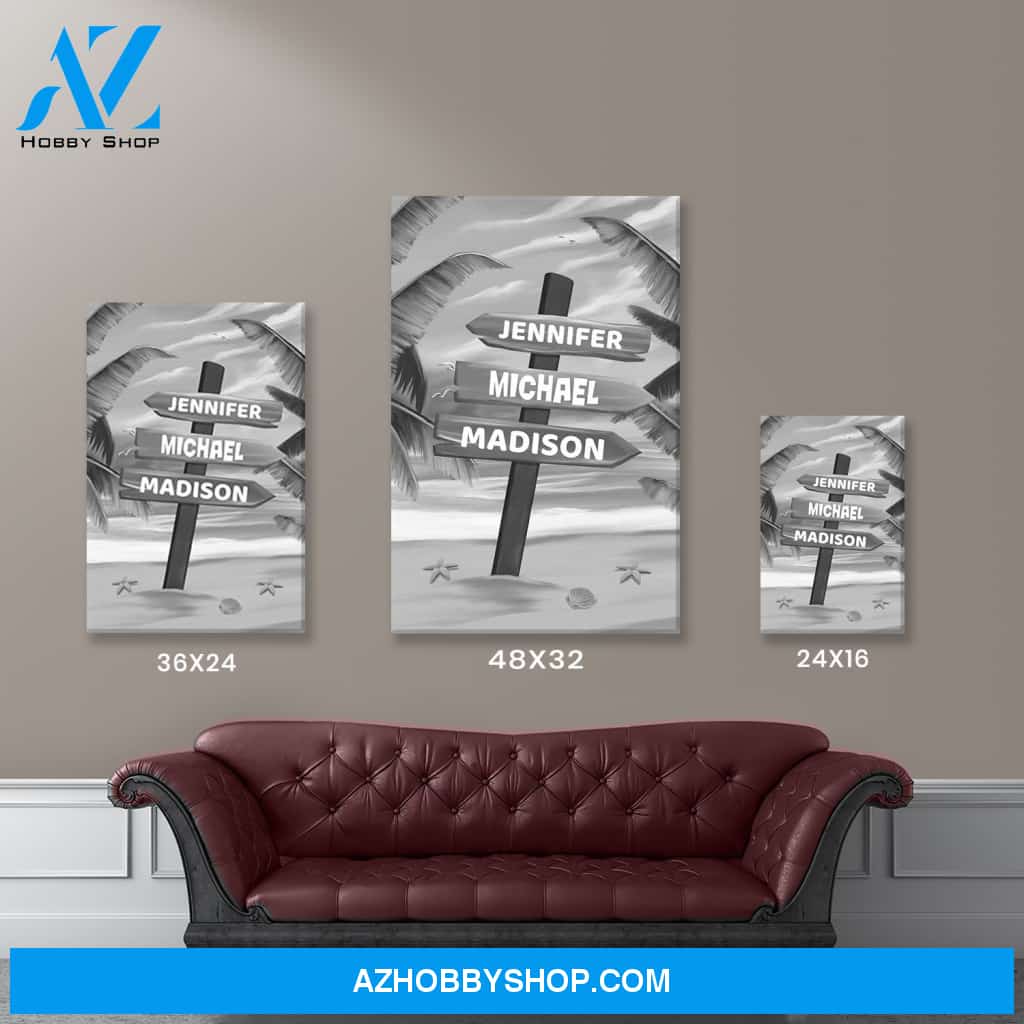 Drawing Beach Sign Multi-Names Premium Canvas