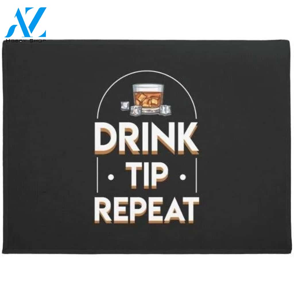 Drink Tip Repeat Bartender Indoor and Outdoor Doormat Warm House Gift Welcome Mat Gift for Friend Family