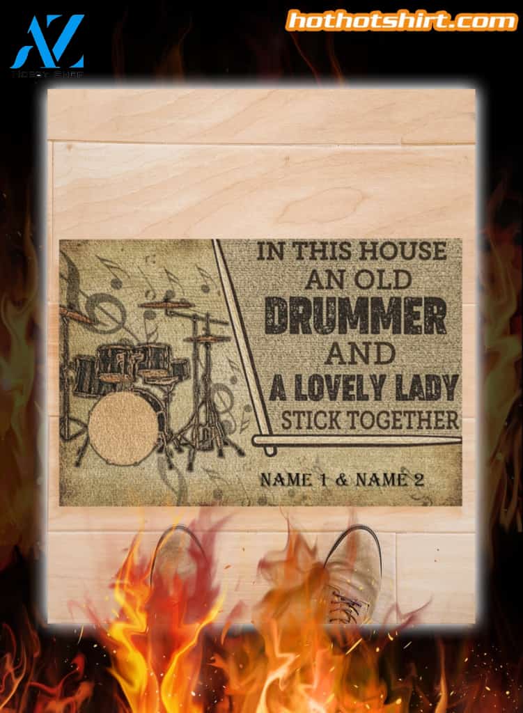 Drummer and a lovely lady stick together personalized doormat