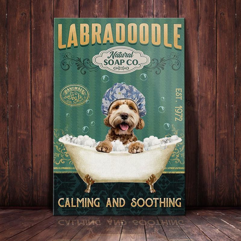 Labradoodle Dog Natural Soap Company Canvas Wall Art, Wall Decor Visual Art