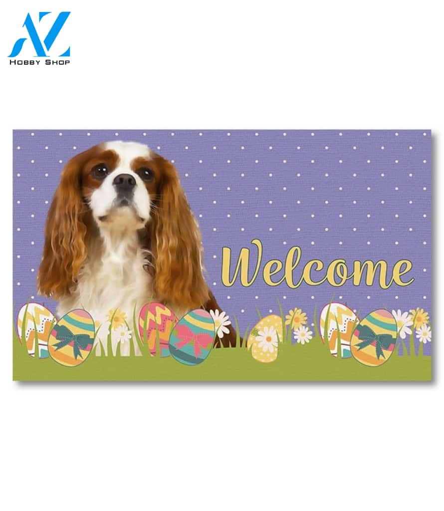 Easter Blenheim Cavalier King Charles Spaniel Doormat - 18" x 30"