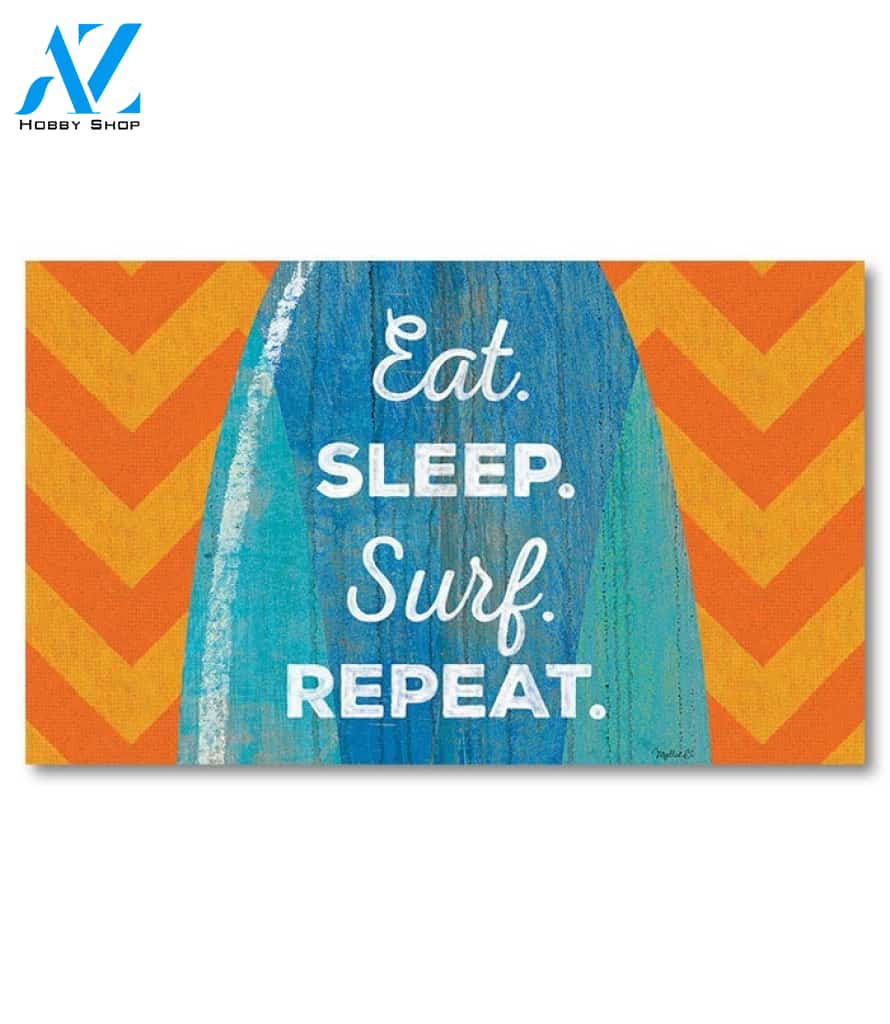 Eat Sleep Surf Repeat Doormat Indoor and Outdoor Mat Entrance Rug Housewarming Gift Sweet Home Decor Gift Gift for Surfing Lovers Sport Lovers