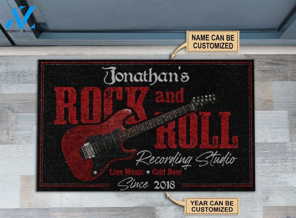 Electric Guitar Rock And Roll Custom Doormat | Welcome Mat | House Warming Gift