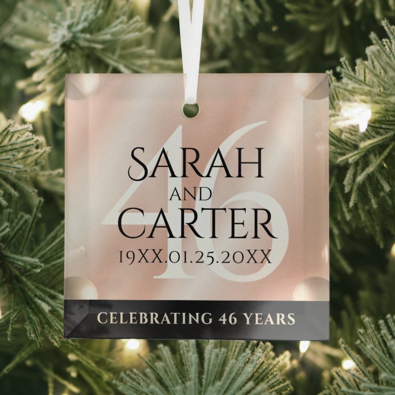 Elegant 46Th Pearl Wedding Anniversary Celebration Glass Ornament