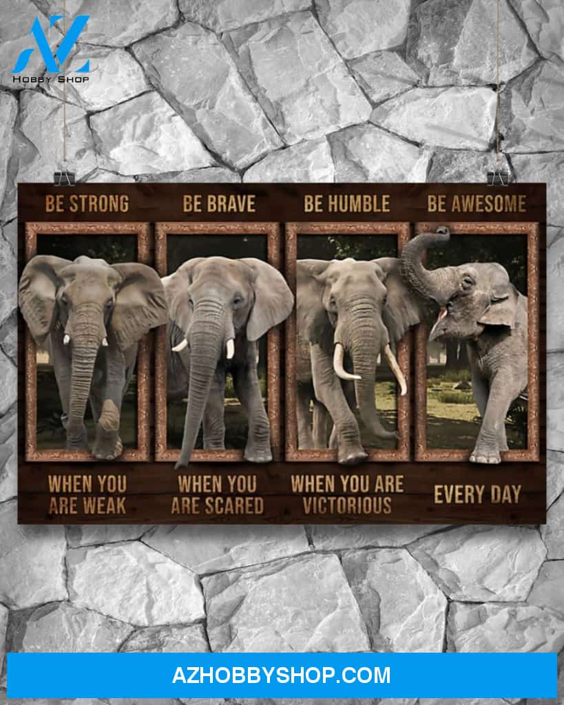 Elephant Be Awesome Every Day Canvas Painting, Wall Decor Visual Art
