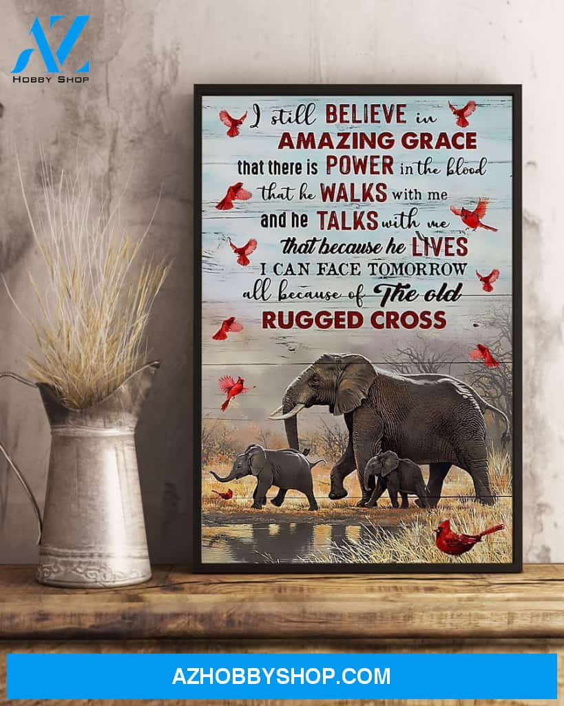 Elephant I Still Believe In Amazing Grace Vertical Art Canvas, Wall Decor Visual Art