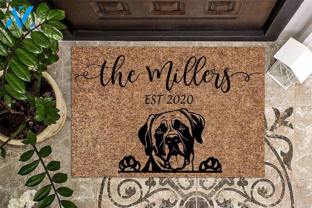 English Mastiff Funny Dog Custom Name & Year Doormat | Welcome Mat | House Warming Gift