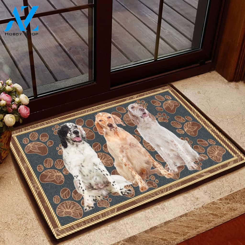 English Setter Flower Paw - Dog Doormat Welcome Mat House Warming Gift Home Decor Gift for Dog Lovers Funny Doormat Gift Idea