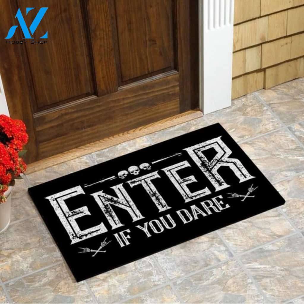 Enter if you dare Skull Doormat