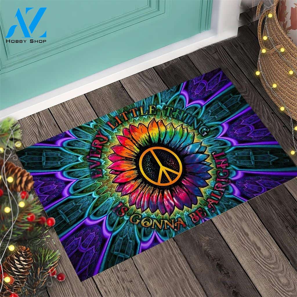 Every Little Thing Hippie Sunflower Indoor And Outdoor Doormat Warm House Gift Welcome Mat Gift For Friend Family