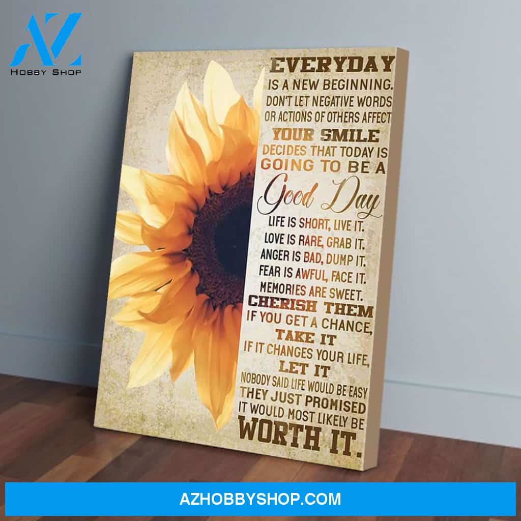 Everyday Is A New Beginning Don’t Let Negative Sunflower Poster Canvas Wall Decor Visual Art