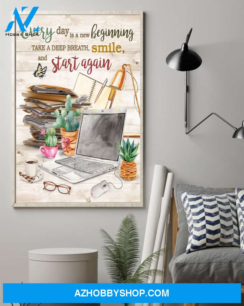 Teacher Classroom Canvas Everyday Is A New Beginning, Student Wall Art Back to School Gift for Teacher