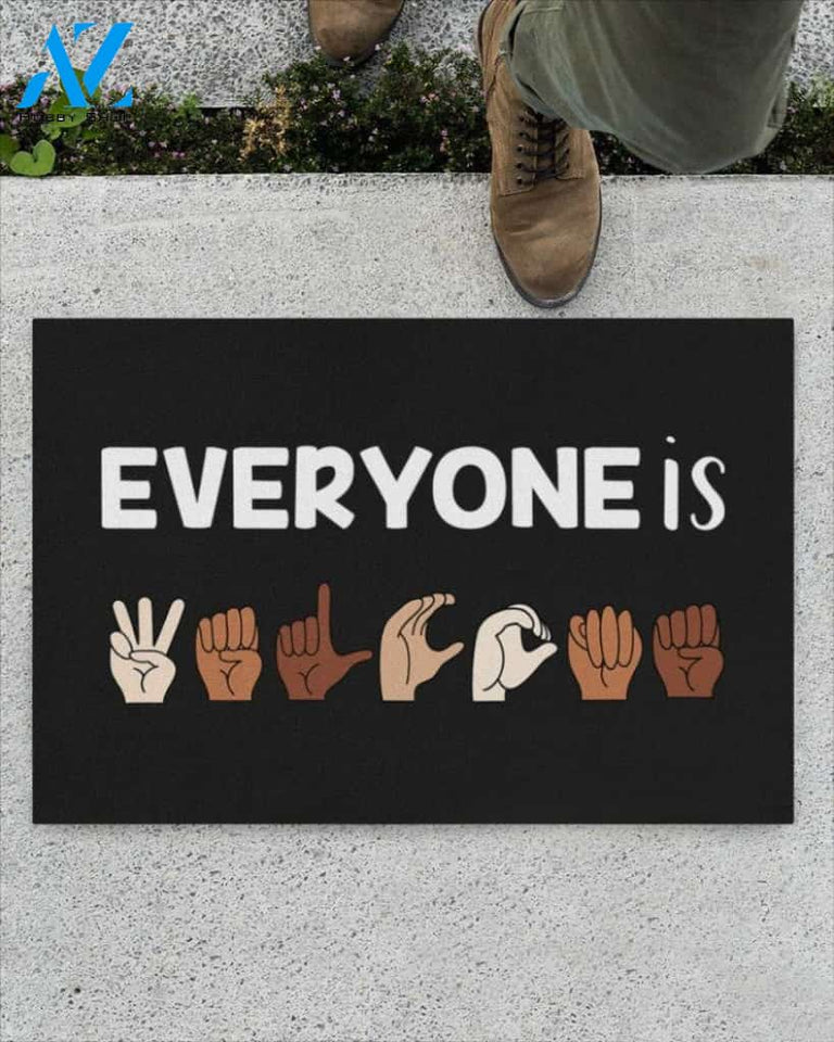 Everyone Is Welcome American Sign Language Doormat, Kindness Doormat
