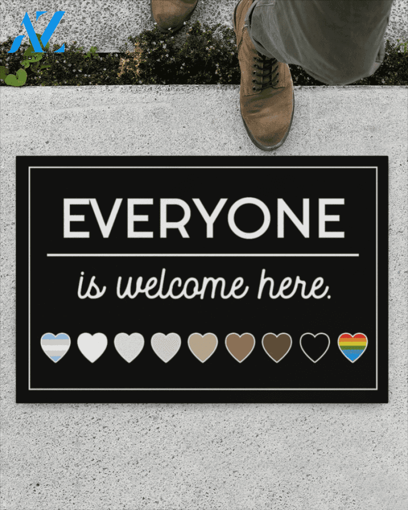 Everyone Is Welcome Here Doormat Indoor And Outdoor Mat Entrance Rug Sweet Home Decor Housewarming Gift Gift For Friend Family Stem Feminist