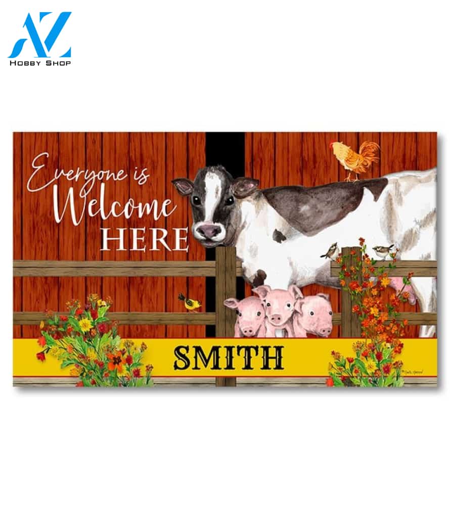 Everyone Welcome Farm Personalized Doormat - 18" x 30"