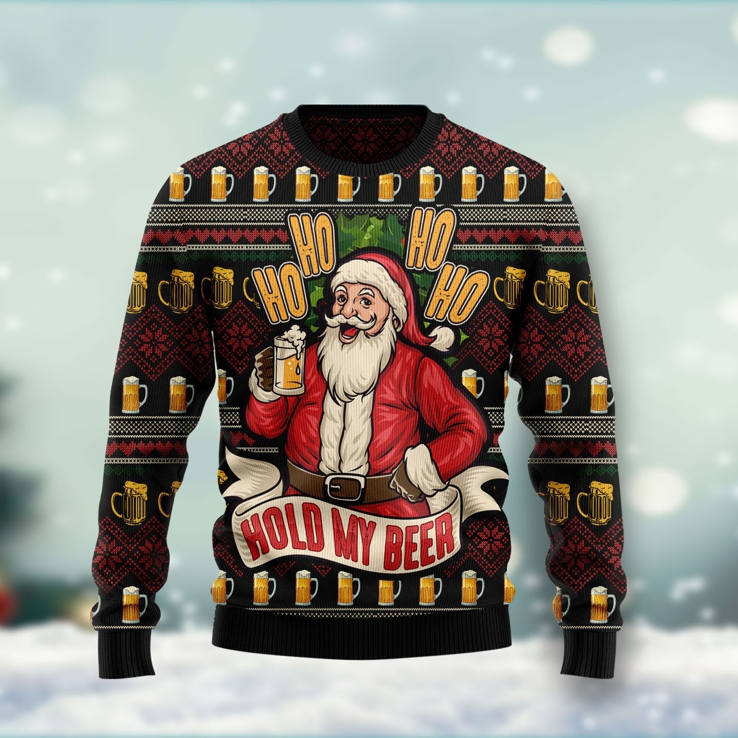 Ho Ho Hold My Beer Santa Christmas Ugly Christmas Sweater