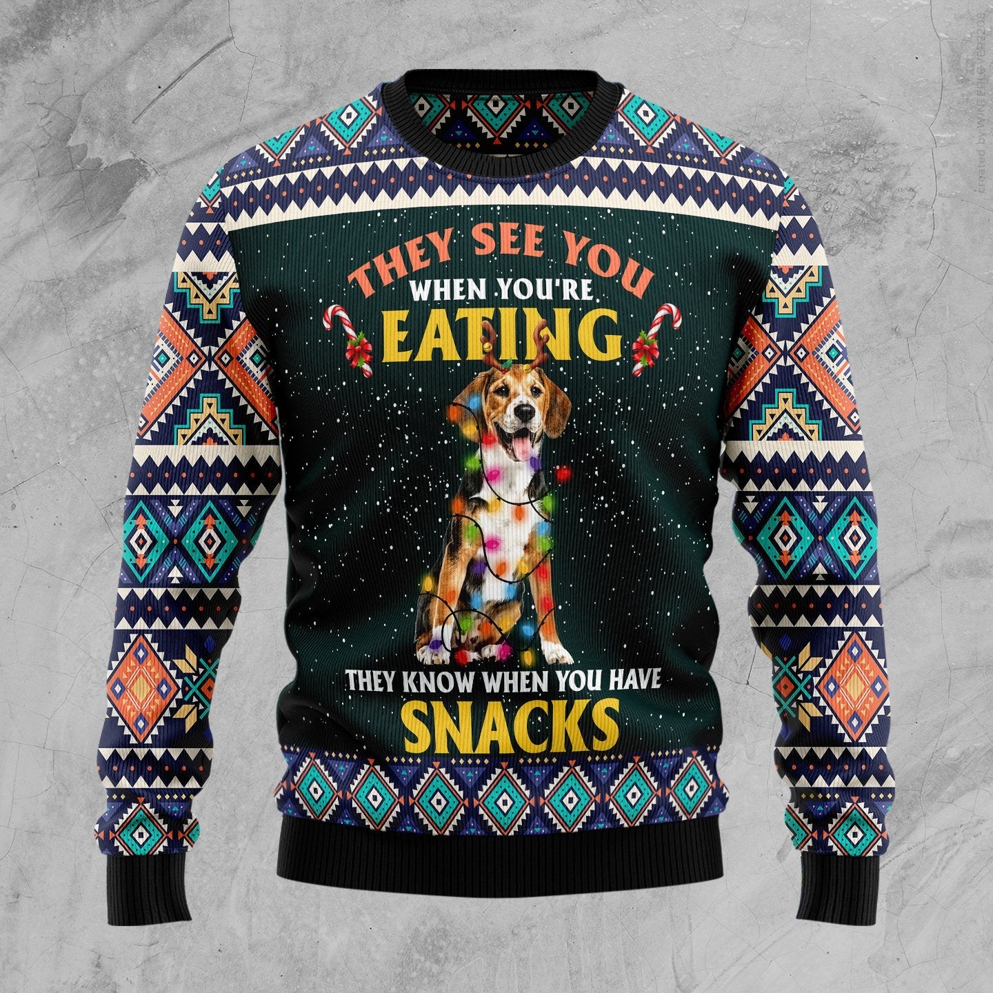 Beagle Dog Snack Ugly Christmas Sweater