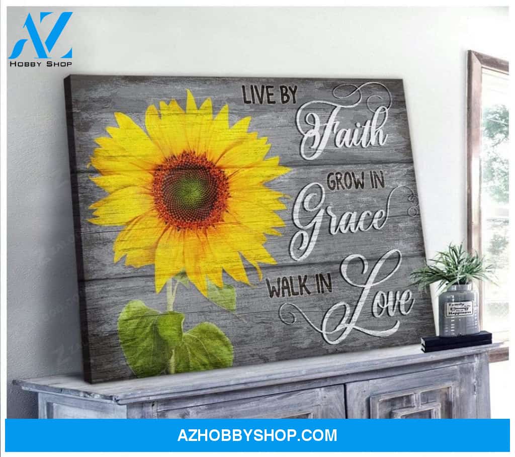 Faith Grace Love Sunflower Wall Art Canvas