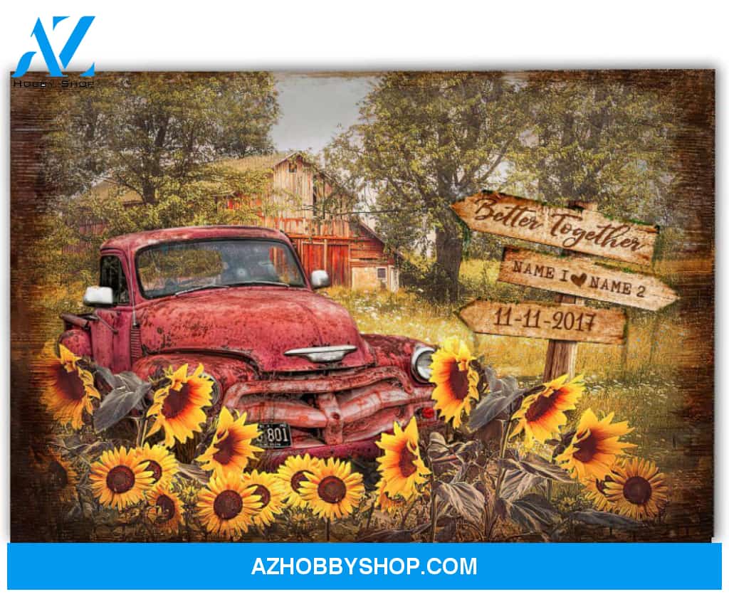 Famille Gift - Beautiful Summer Farmhouse and Pick up Truck - Farmer Customized Poster & Canvas