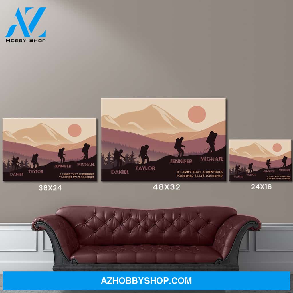 Family Adventures Brown Color Multi-Names Premium Canvas