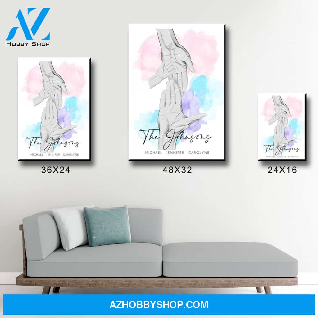 Family Hands Multi-Name Premium Canvas