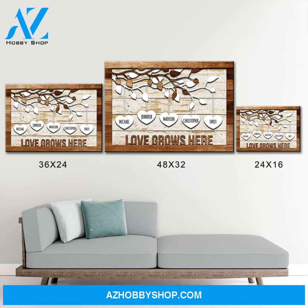 Family Tree Hearts Multi-Names Premium Canvas