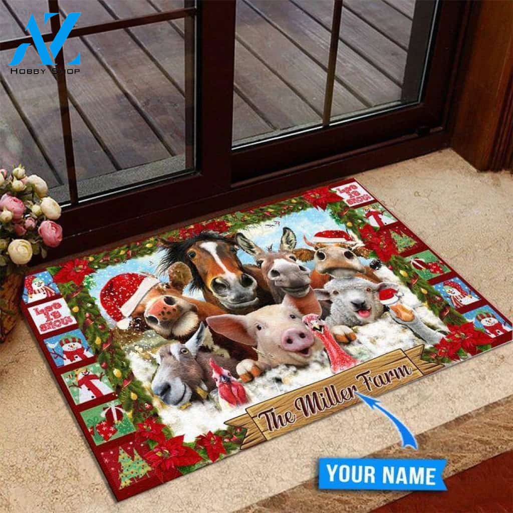 Farm Animals Funny Christmas Custom Doormat Gift for Farmer | Welcome Mat | House Warming Gift