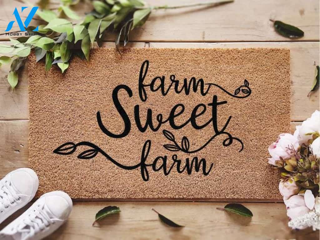 Farm Sweet Farm Door Mat Indoor and Outdoor Doormat Welcome Mat House Warming Gift Home Decor Funny Doormat Gift Idea