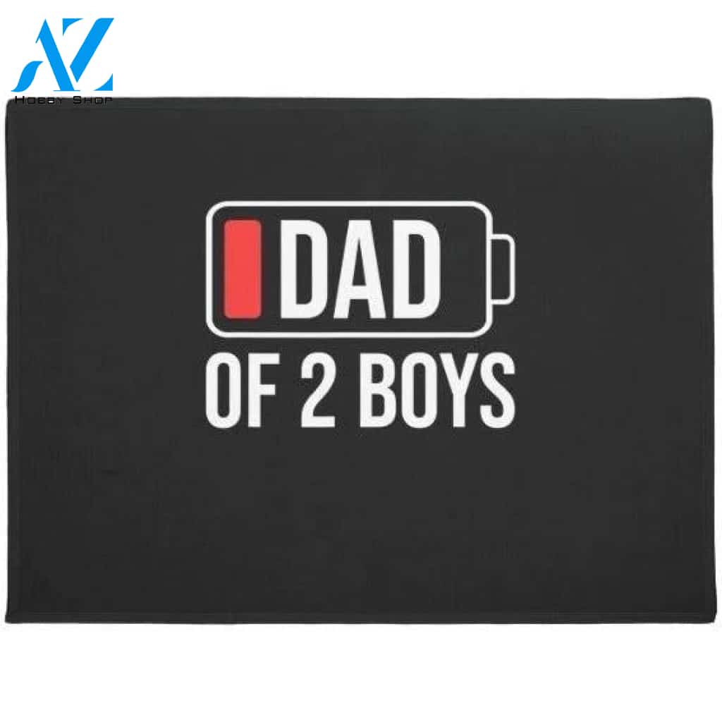 Father's Day Dad Of 2 Boys Low Battery Funny Doormat Housewarming Gift Family Welcome Mat Gift For Friend Family