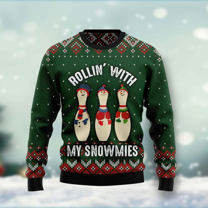 Bowling Rolling With My Snowmies Ugly Christmas Sweater