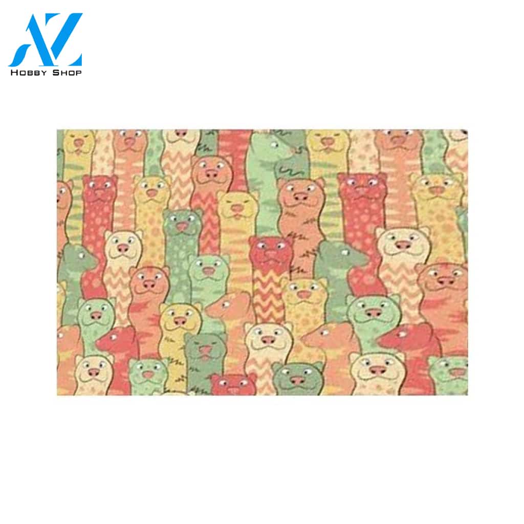 Ferret Pattern Cute Funny Indoor and Outdoor Doormat Warm House Gift Welcome Mat Gift for Friend Family